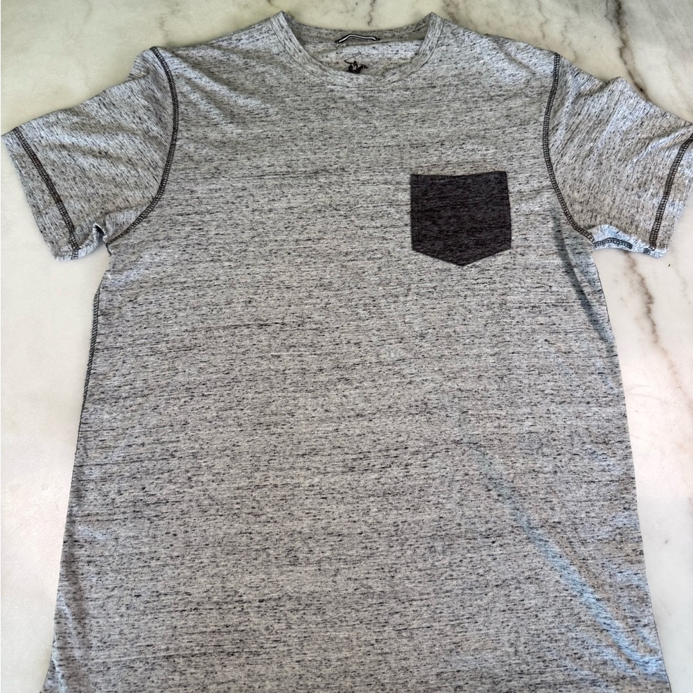 Beverly Hills Polo Club T Shirt Mens Size M Gray Heather Slub Chest Pocket